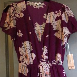 Purple floral romper maxi skirt/dress